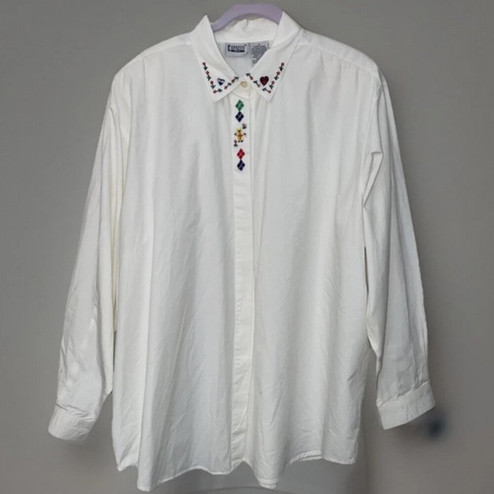 Vintage 1X Embroidered Blouse by CAPACITY White 90’s